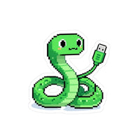 GLITCH + GLOSS — USB Snake Sticker — Kawaii Laptop Decal