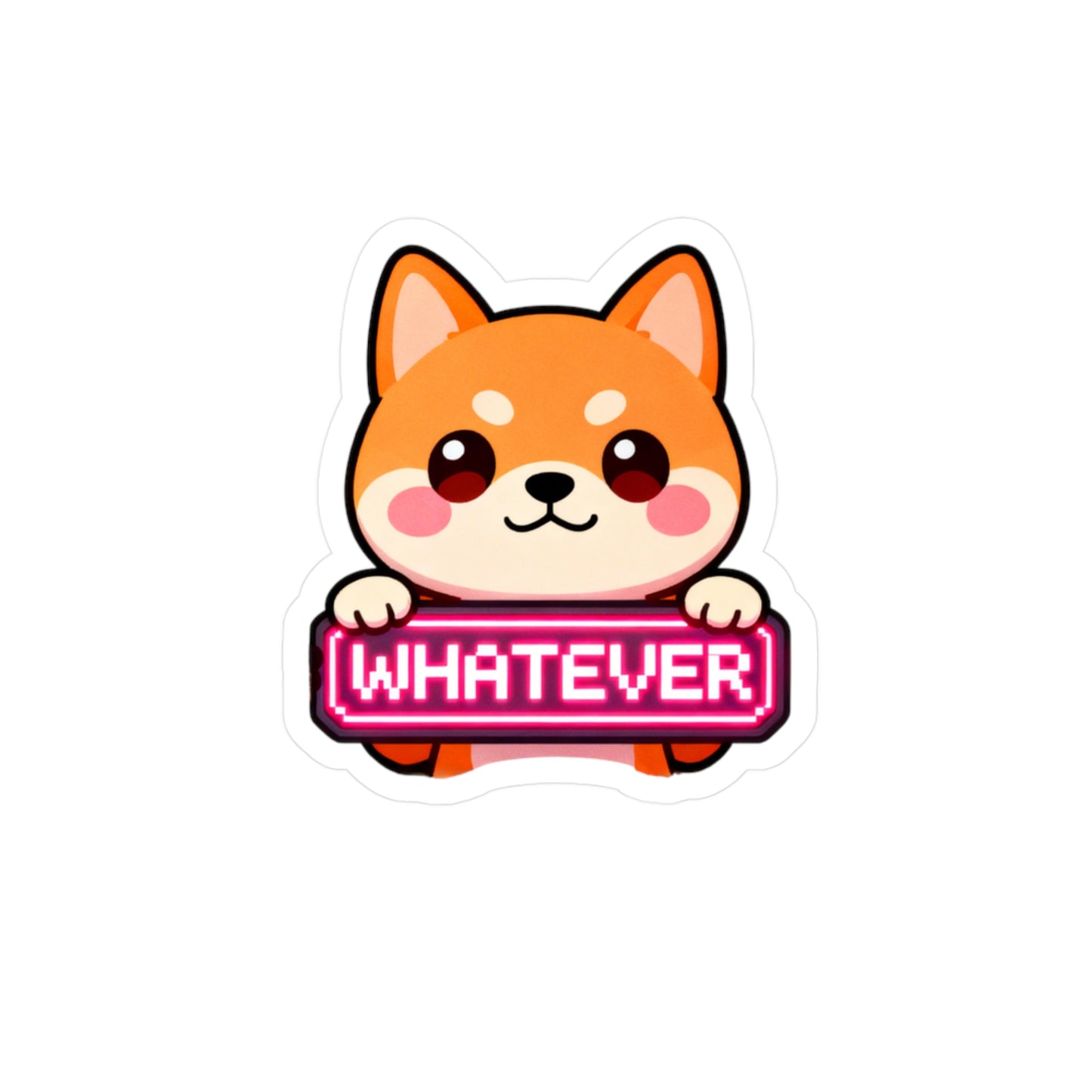 Cute Shiba Inu "WHATEVER" Vinyl Sticker – Kiss-Cut Decal for Laptops, Water Bottles & Windows