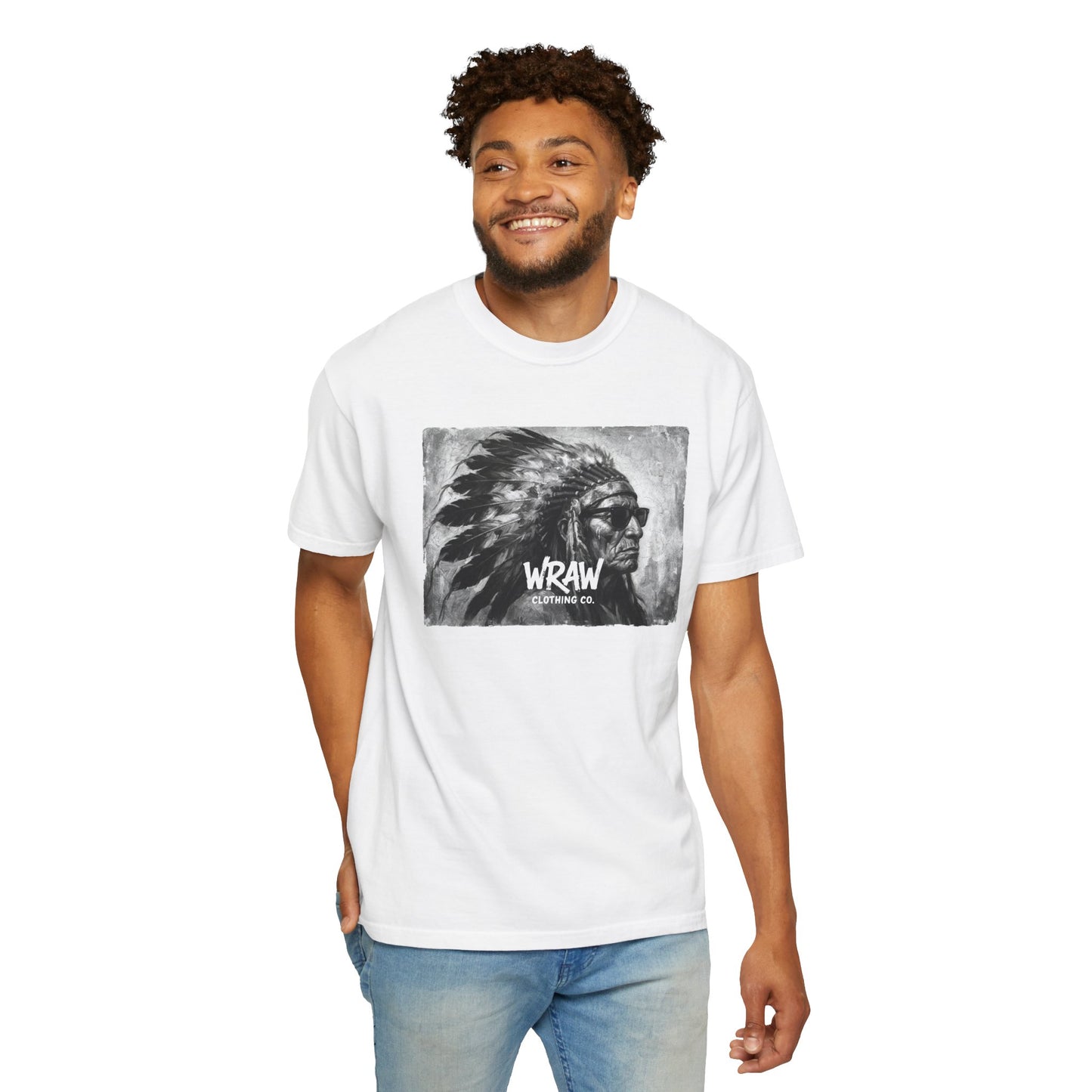 Graphic T-Shirt — Vintage Native Chief Illustration "WRAW"