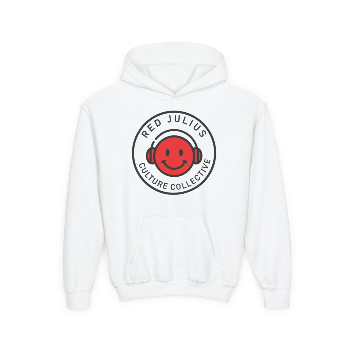 Red Julius Culture Collective Graphic Youth Hoodie — Smiley Logo