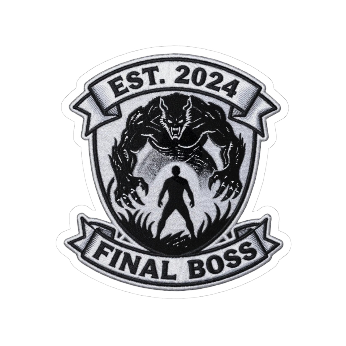 Final Boss — EST. 2024 Monster Emblem Kiss-Cut Sticker
