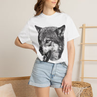 Aipex— Wolf Head Graphic T-Shirt — Realistic Black Wolf Illustration