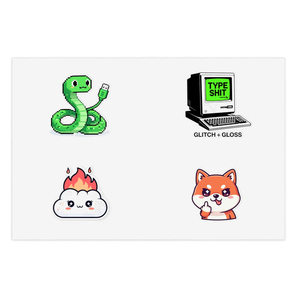 GLITCH + GLOSS — 8-BIT Sticker Sheet Set