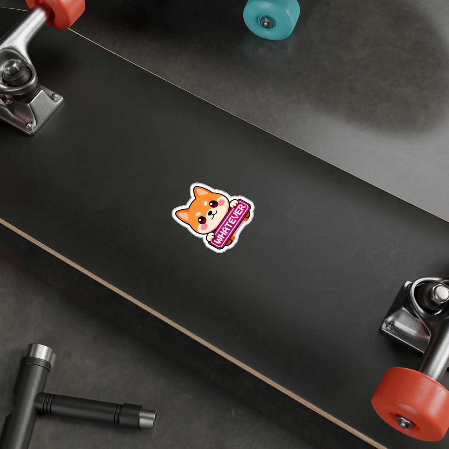 Cute Shiba Inu "WHATEVER" Vinyl Sticker – Kiss-Cut Decal for Laptops, Water Bottles & Windows