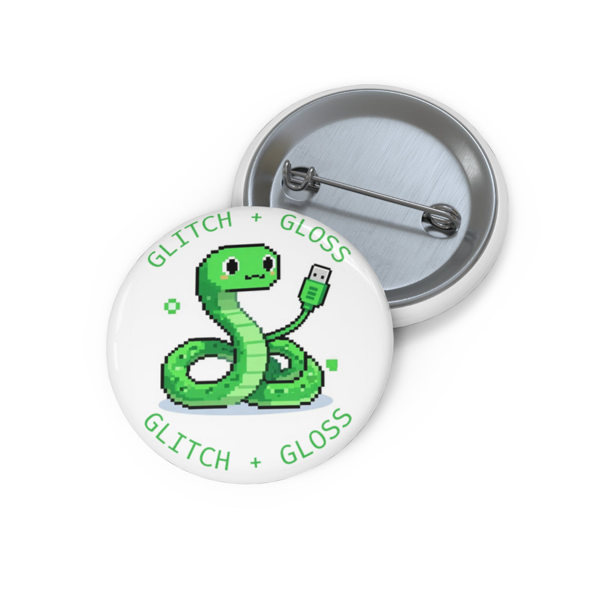 GLITCH + GLOSS — Kawaii USB Snake Pin Button