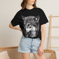 Aipex— Wolf Head Graphic T-Shirt — Realistic Black Wolf Illustration