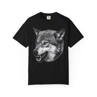 Aipex— Wolf Head Graphic T-Shirt — Realistic Black Wolf Illustration