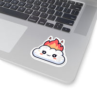 GLITCH + GLOSS — Cloud on Fire Sticker — Cute Tech & Coding Laptop Decal