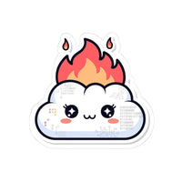 GLITCH + GLOSS — Cloud on Fire Sticker — Cute Tech & Coding Laptop Decal