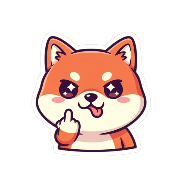 GLITCH + GLOSS — Cheeky Shiba Inu Sticker — Cute Flipping-Off Kiss-Cut Vinyl