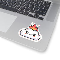 GLITCH + GLOSS — Kawaii Cloud Sticker — Cute Burning Cloud
